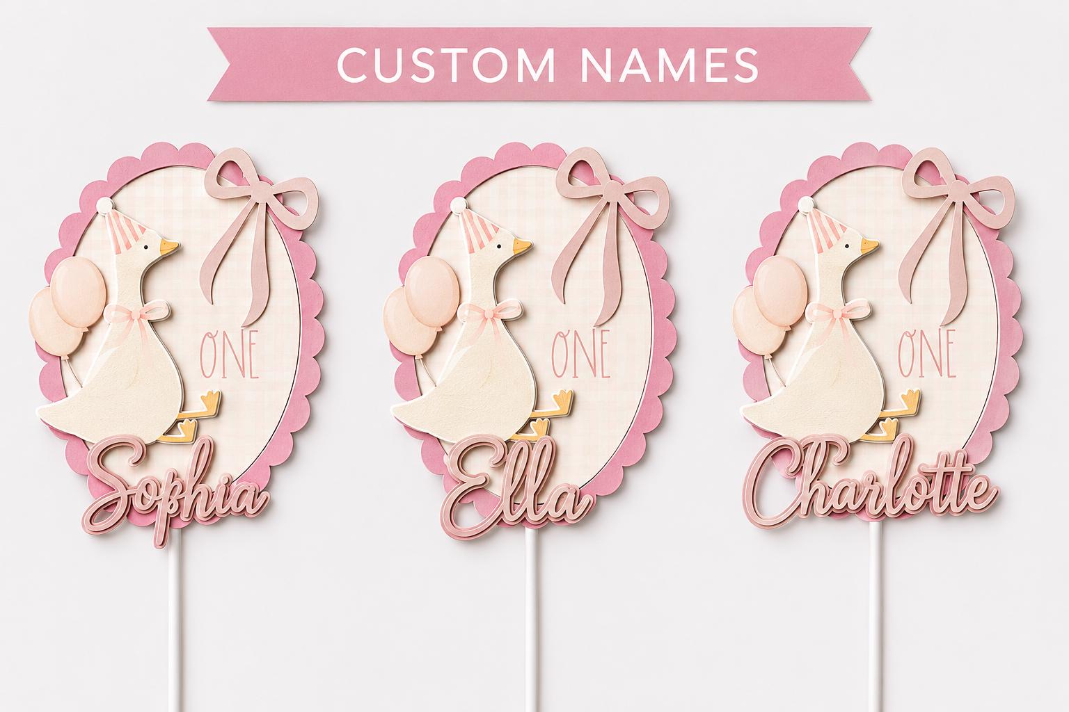 Personalized Goose Birthday Cake Topper