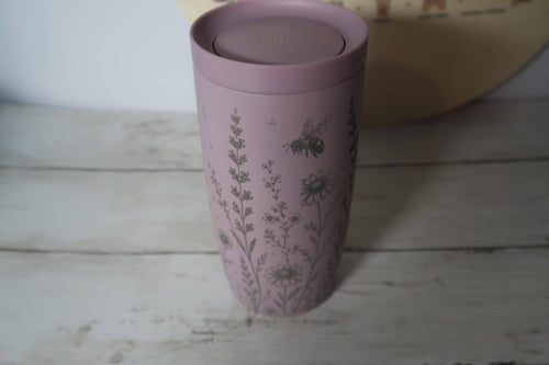 Bee Garden Engraved Simple Modern Tumbler | 16oz Floral Travel Mug | Cottage core Bee Cup | Laser Engraved Coffee Tumbler