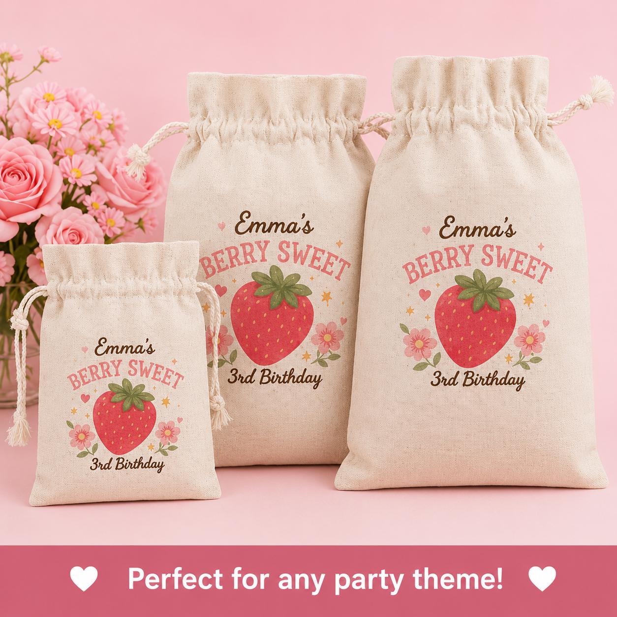 Strawberry Birthday Party Favor Bags