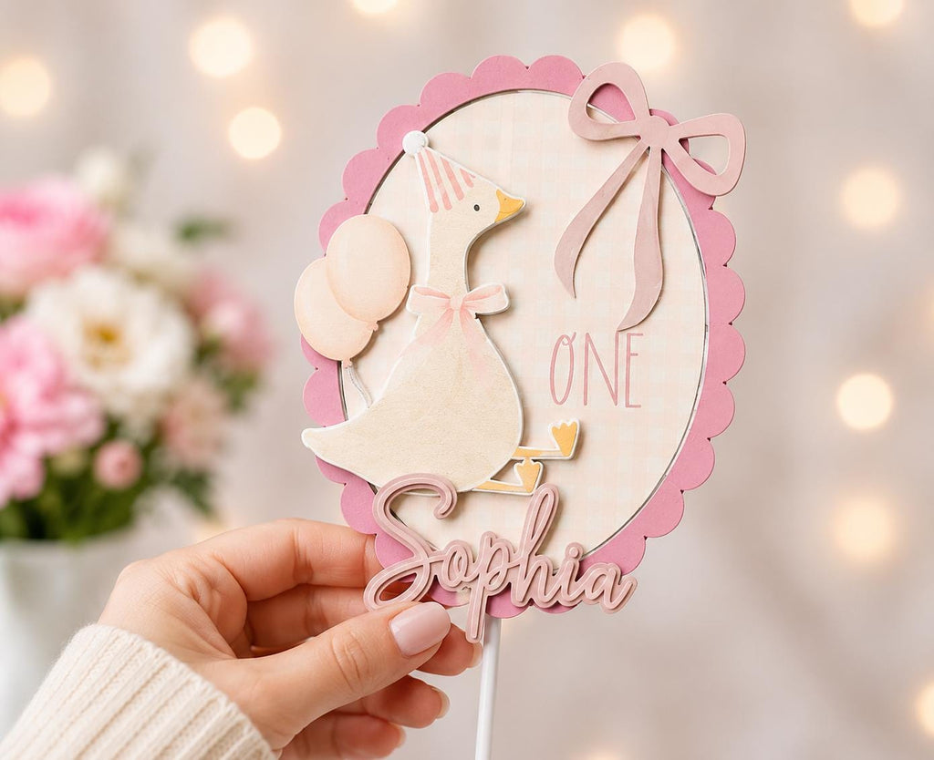 Personalized Goose Birthday Cake Topper