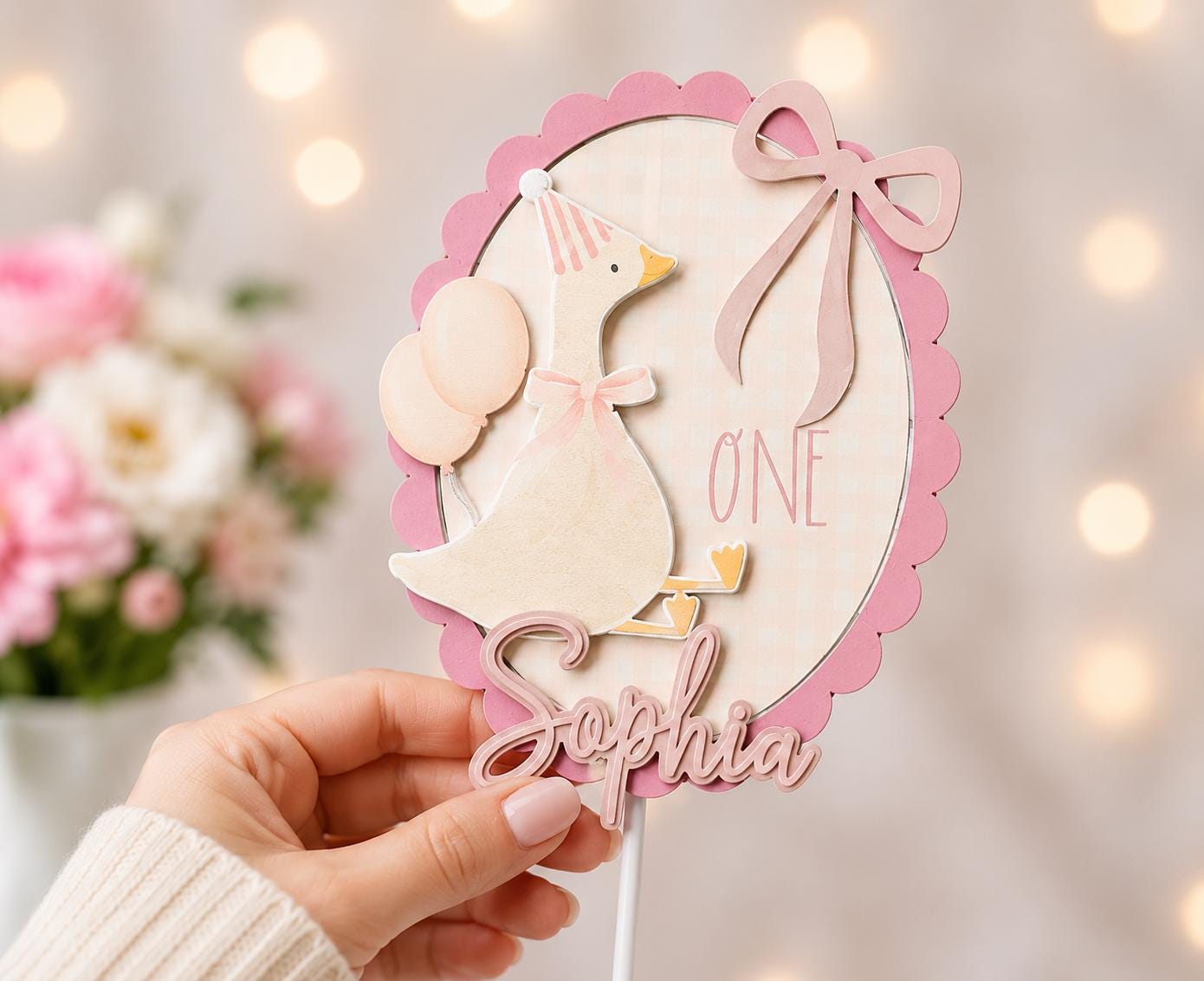 Personalized Goose Birthday Cake Topper