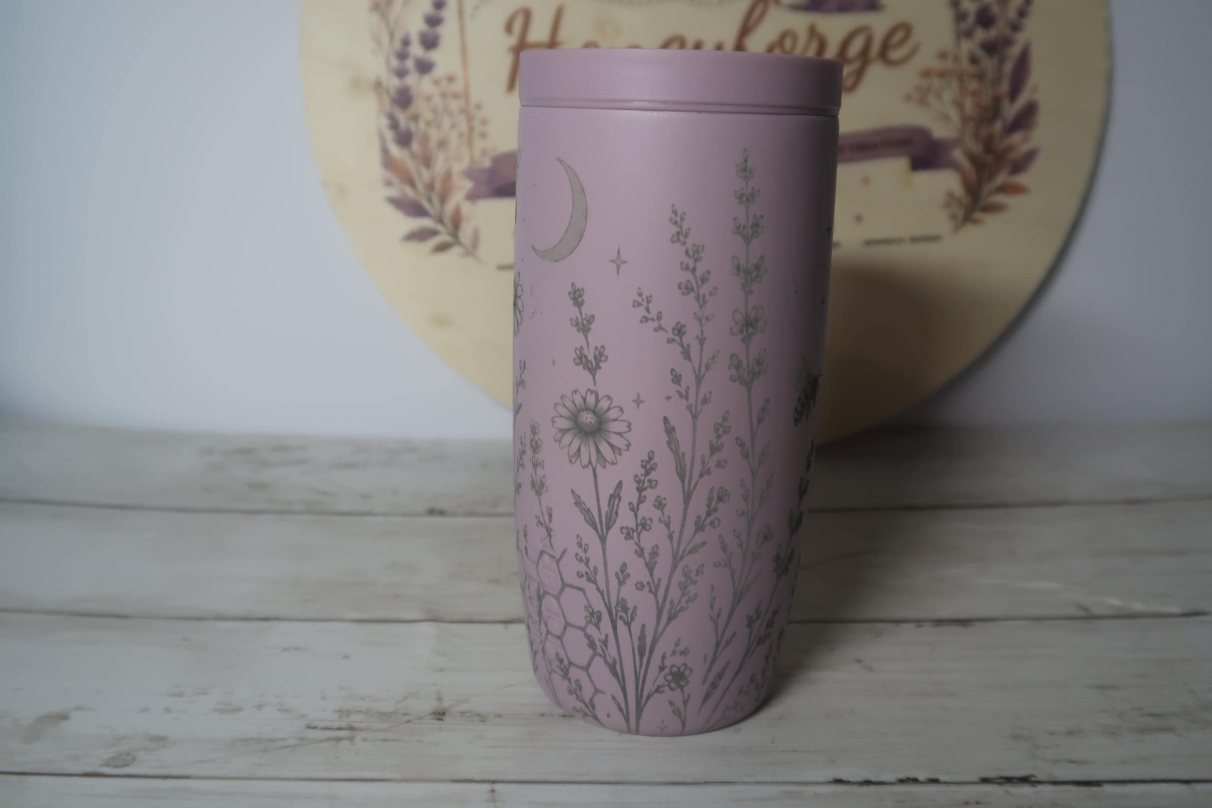 Bee Garden Engraved Simple Modern Tumbler | 16oz Floral Travel Mug | Cottage core Bee Cup | Laser Engraved Coffee Tumbler
