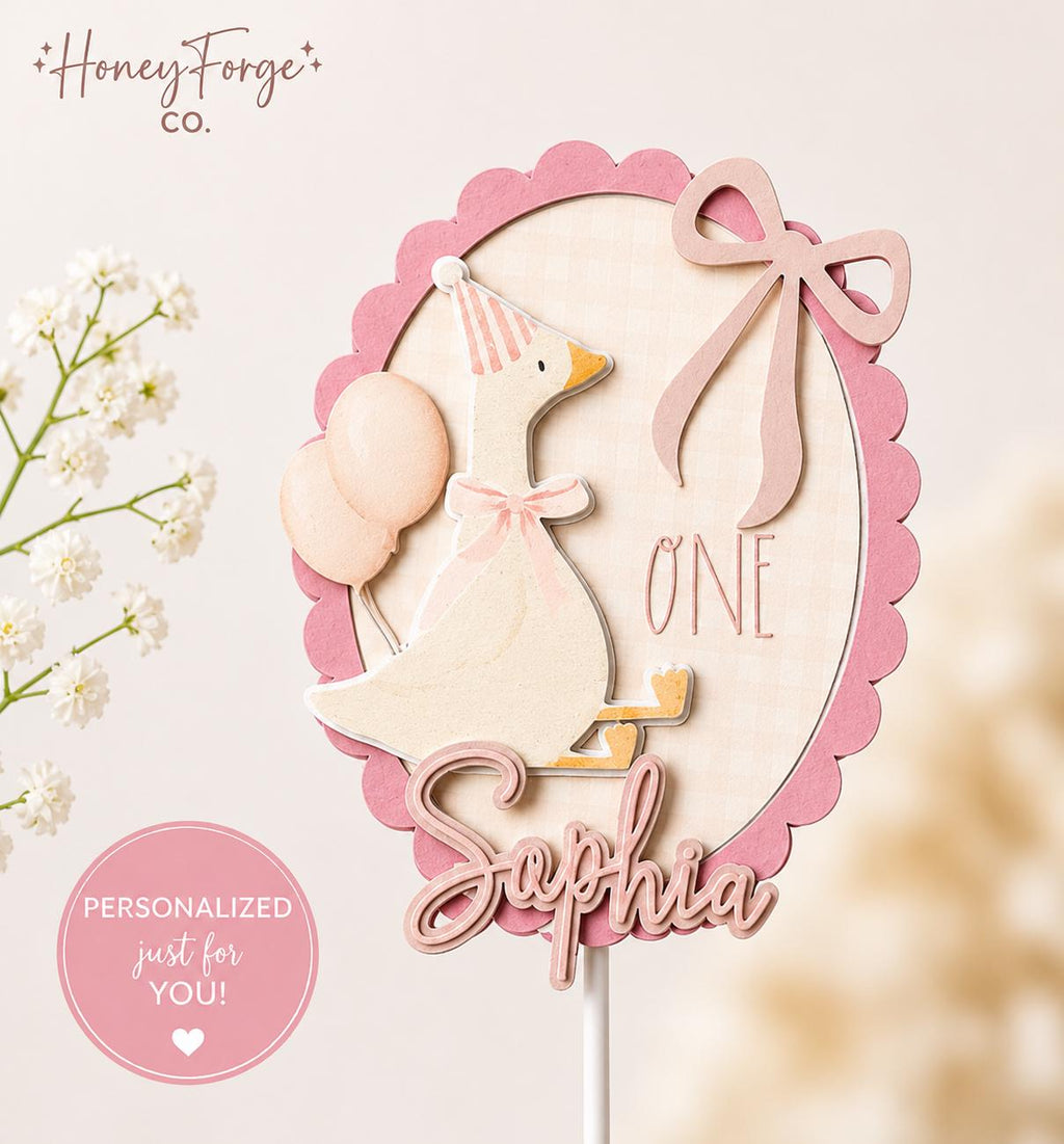 Personalized Goose Birthday Cake Topper