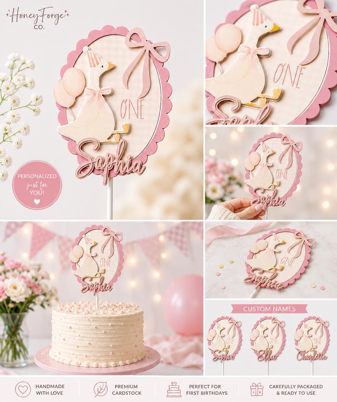 Personalized Goose Birthday Cake Topper