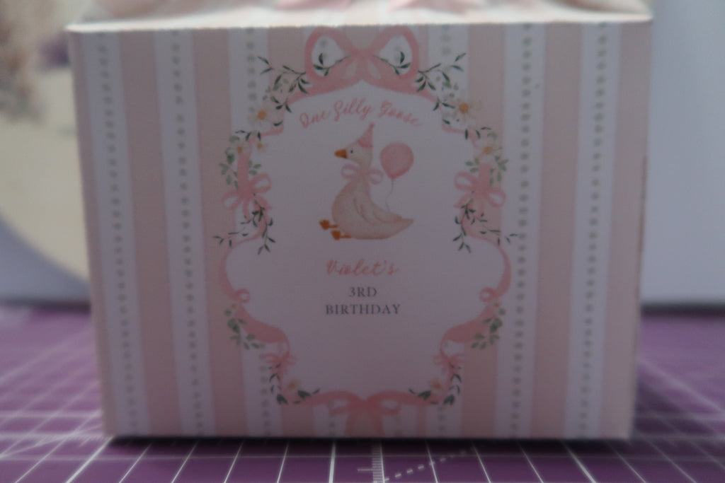 Personalized Goose Birthday Favor Box | One Silly Goose Party Box |Goose Birthday Decorations | Pink Bow Party Favor