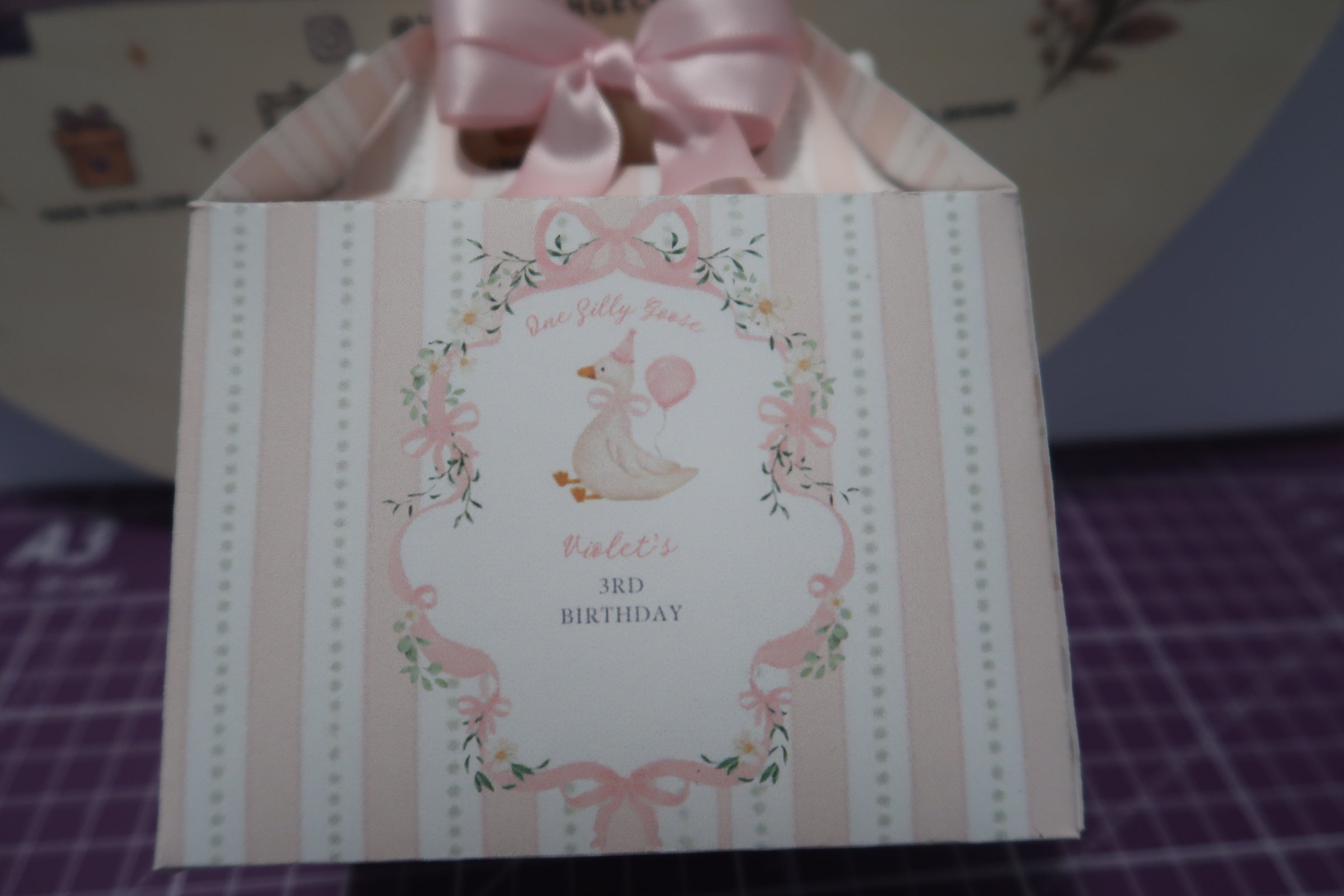 Personalized Goose Birthday Favor Box | One Silly Goose Party Box |Goose Birthday Decorations | Pink Bow Party Favor
