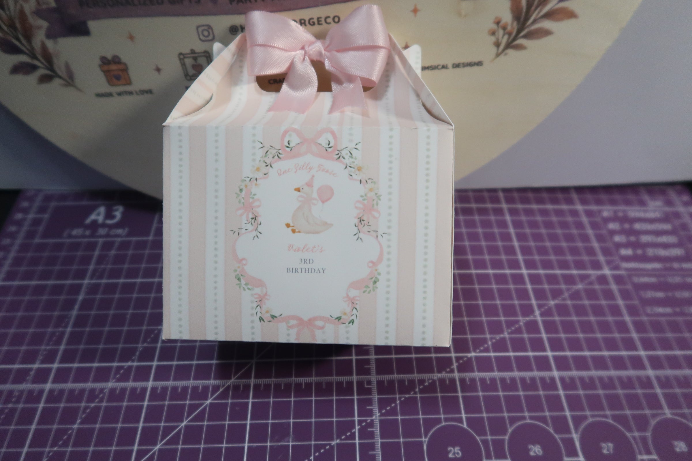 Personalized Goose Birthday Favor Box | One Silly Goose Party Box |Goose Birthday Decorations | Pink Bow Party Favor