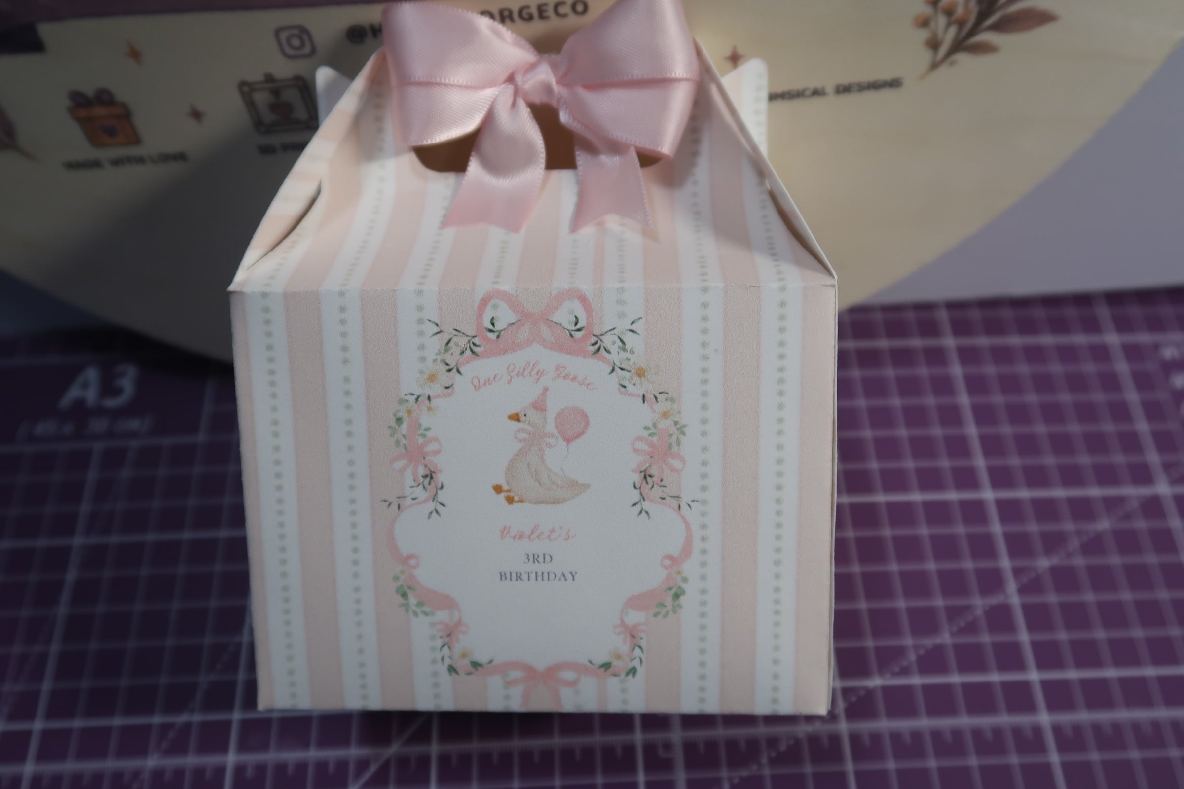 Personalized Goose Birthday Favor Box | One Silly Goose Party Box |Goose Birthday Decorations | Pink Bow Party Favor
