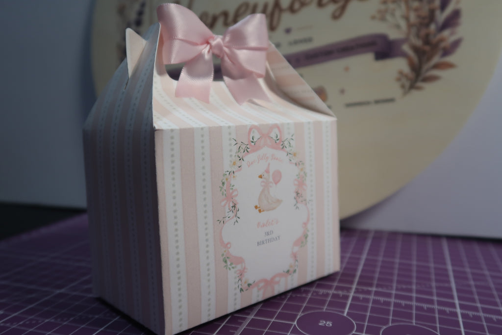 Personalized Goose Birthday Favor Box | One Silly Goose Party Box |Goose Birthday Decorations | Pink Bow Party Favor