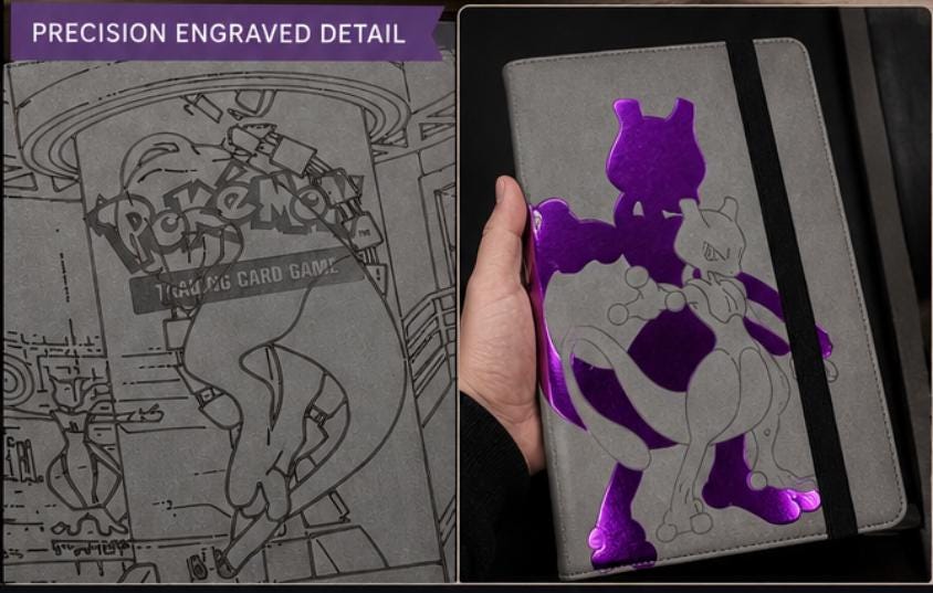 Mewtwo ultra pro binder laser engraved