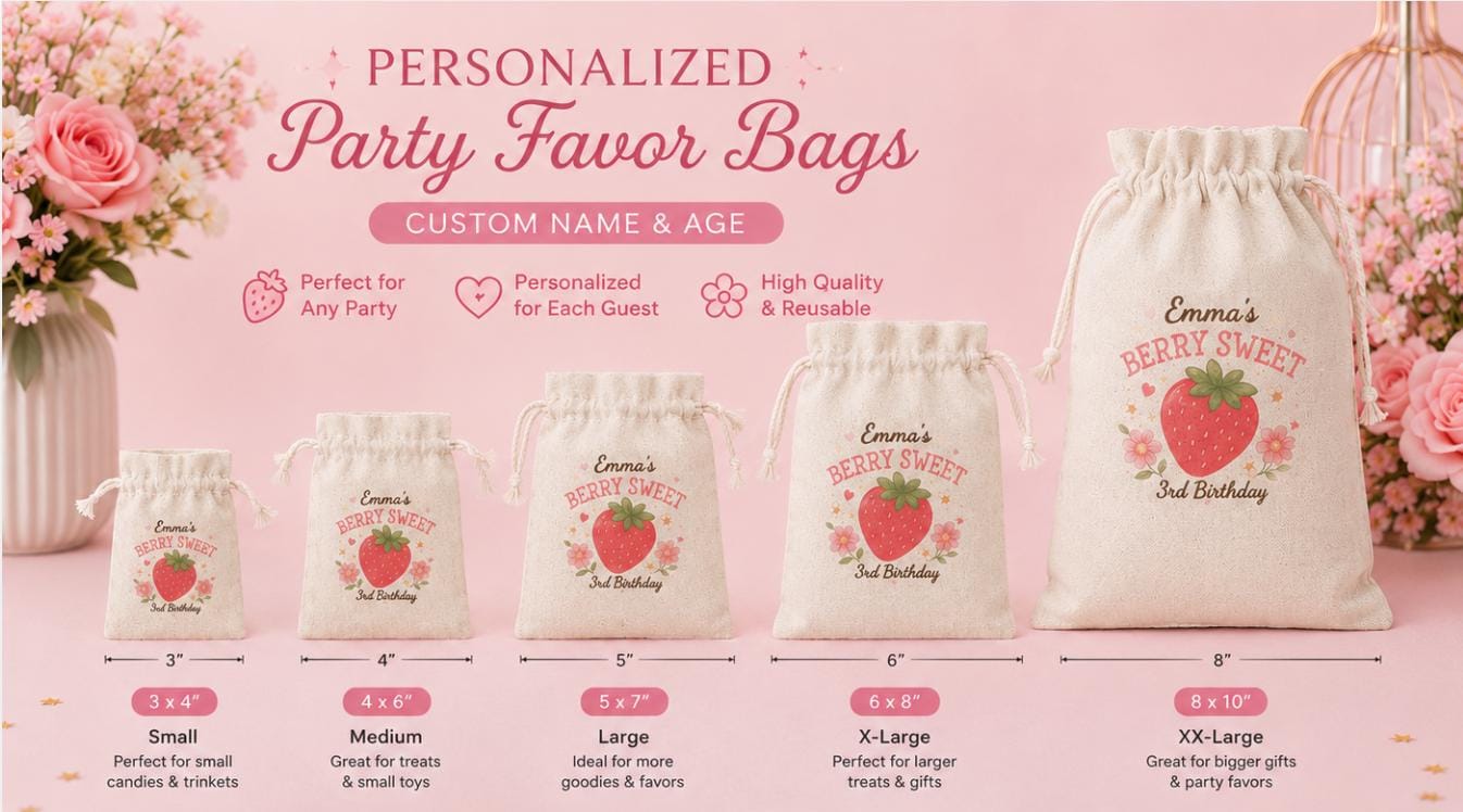 Strawberry Birthday Party Favor Bags