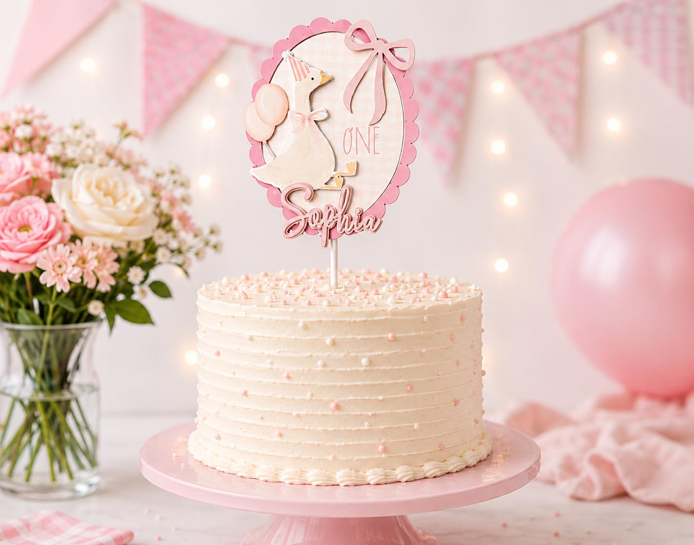 Personalized Goose Birthday Cake Topper
