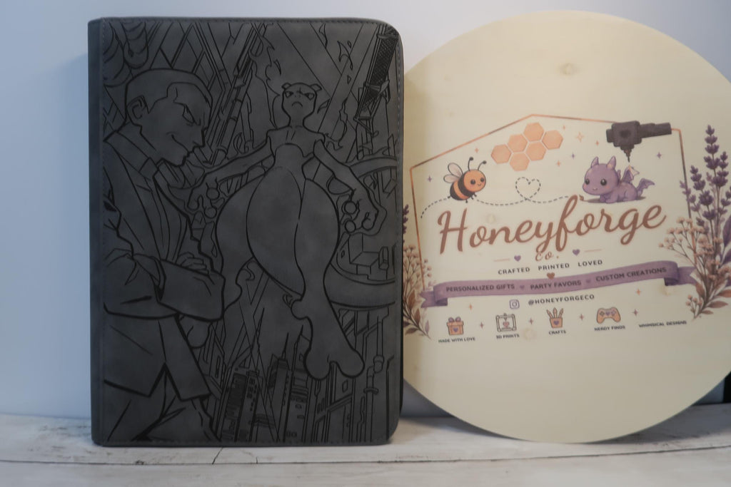 Mewtwo Inspired Laser Engraved TCG Binder | Holds 360 Cards | Custom Back Engraving Available