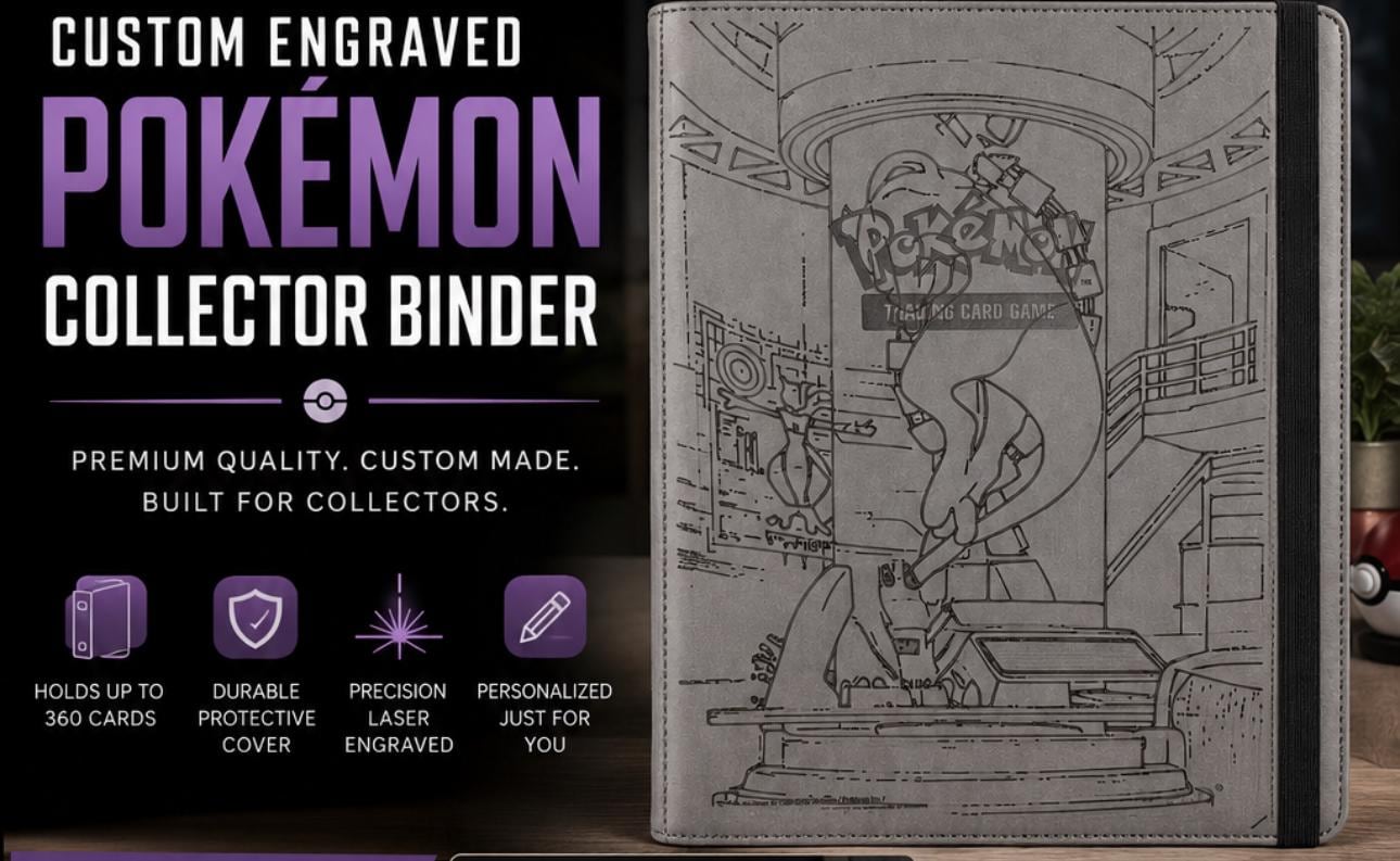 Mewtwo ultra pro binder laser engraved
