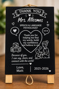 Personalized Teacher Appreciation Sign | Custom Speech Therapist Gift, Thank You Easel
