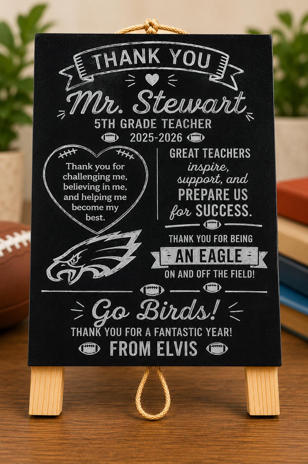 Personalized Teacher Appreciation Sign | Custom Speech Therapist Gift, Thank You Easel