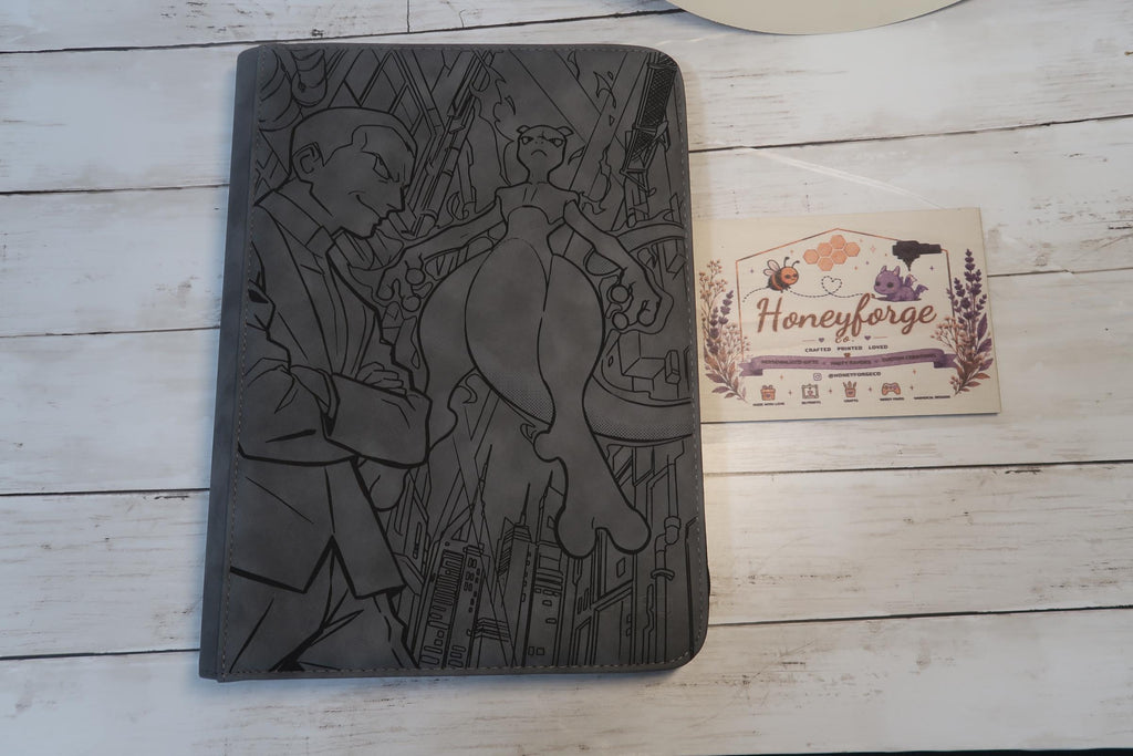 Mewtwo Inspired Laser Engraved TCG Guard 9-Pocket Binder | Custom Back Engraving Available