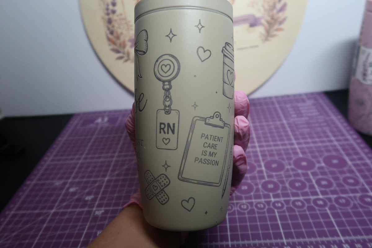 Coquette Nurse Tumbler | Engraved Stainless Steel 16oz Cup