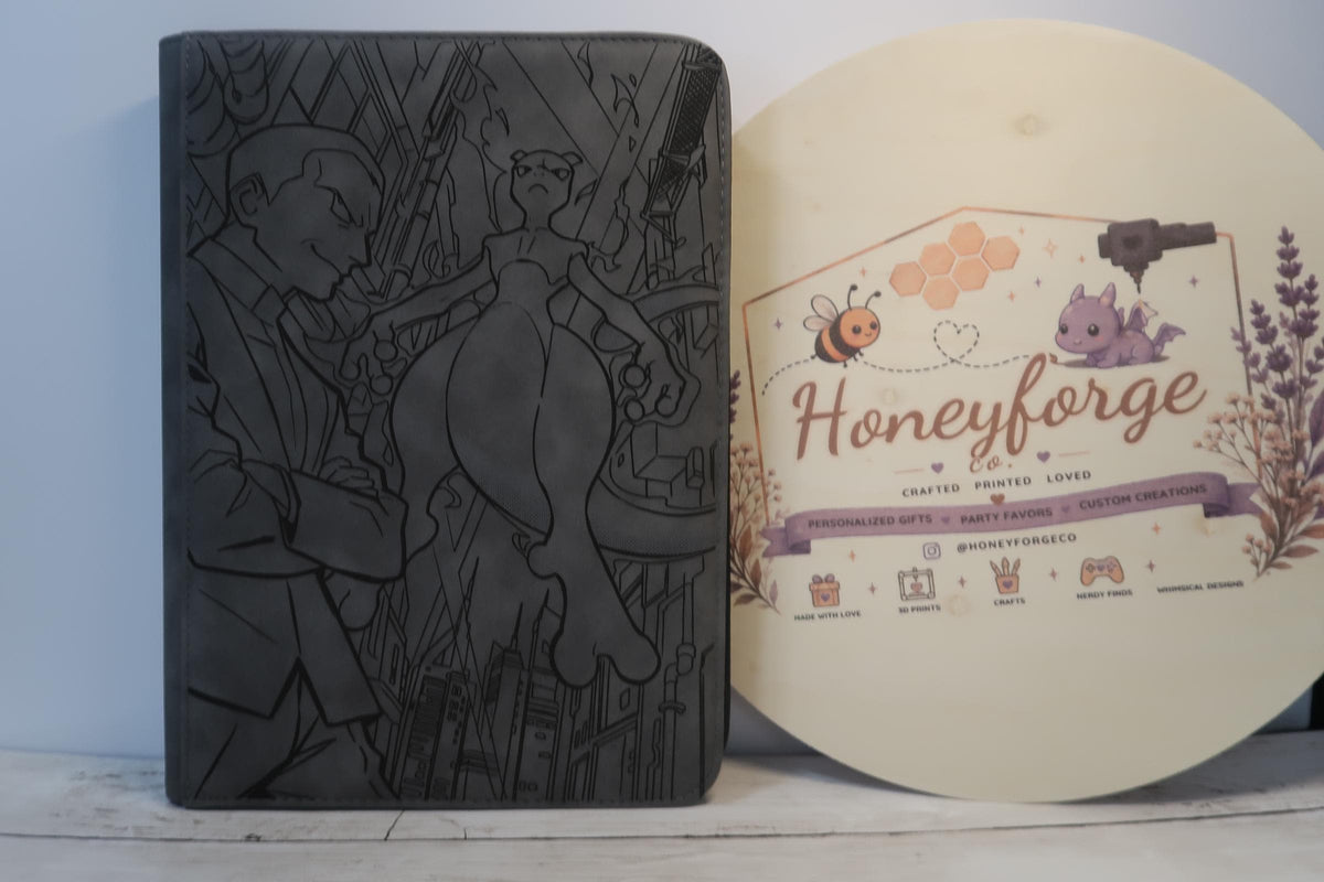 Mewtwo Inspired Laser Engraved TCG Guard 9-Pocket Binder | Custom Back Engraving Available