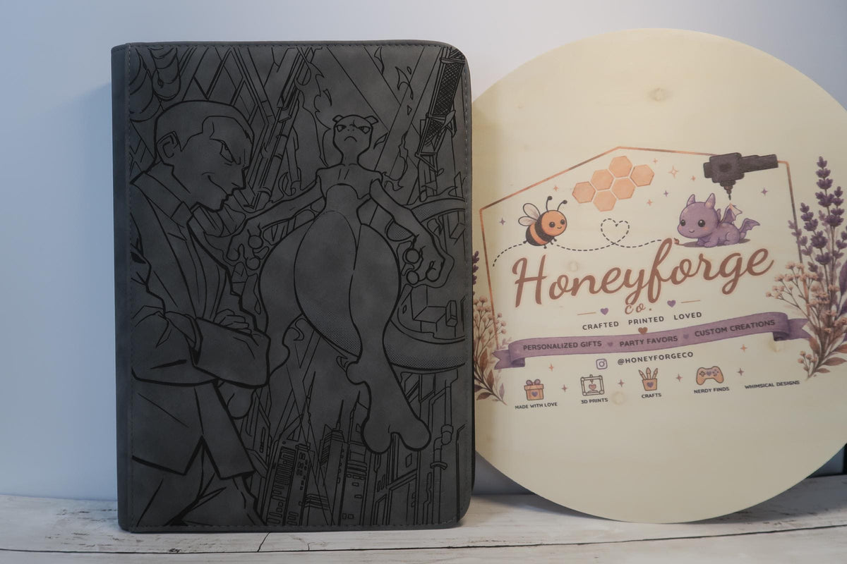 Mewtwo Inspired Laser Engraved TCG Guard 9-Pocket Binder | Custom Back Engraving Available