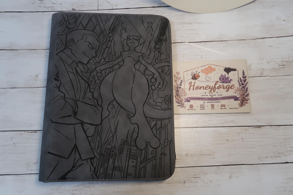 Mewtwo Inspired Laser Engraved TCG Guard 9-Pocket Binder | Custom Back Engraving Available