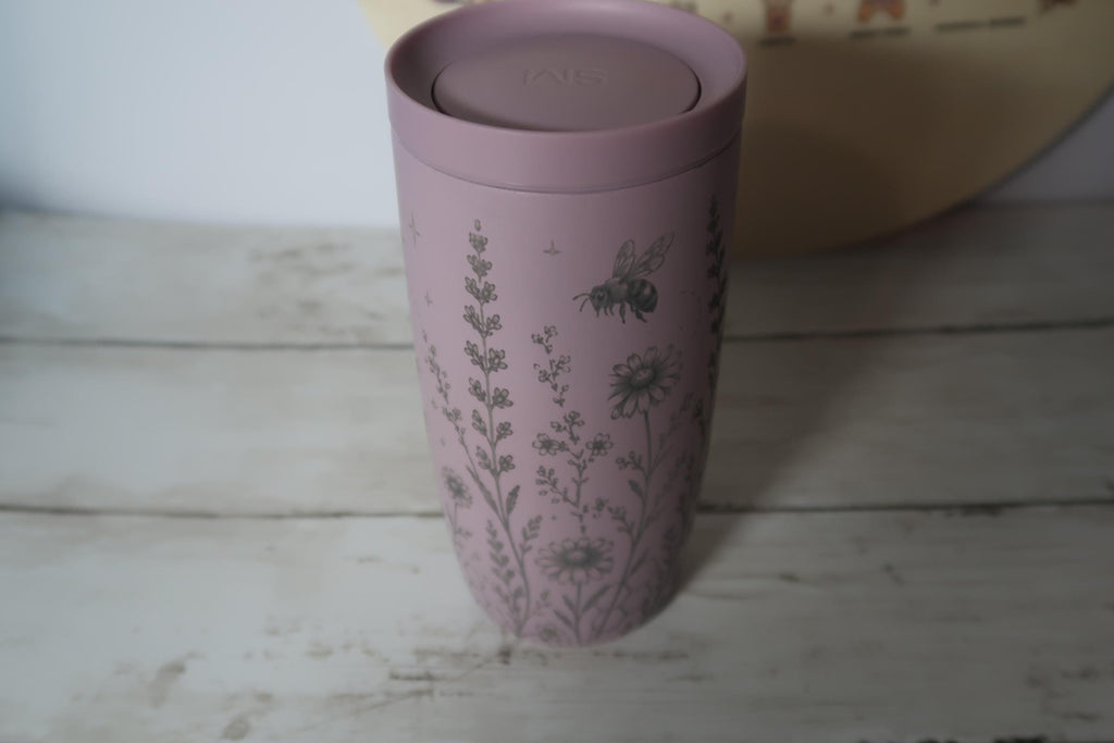 Laser Engraved Bee Garden Tumbler | 16oz Stainless Steel Travel Mug
