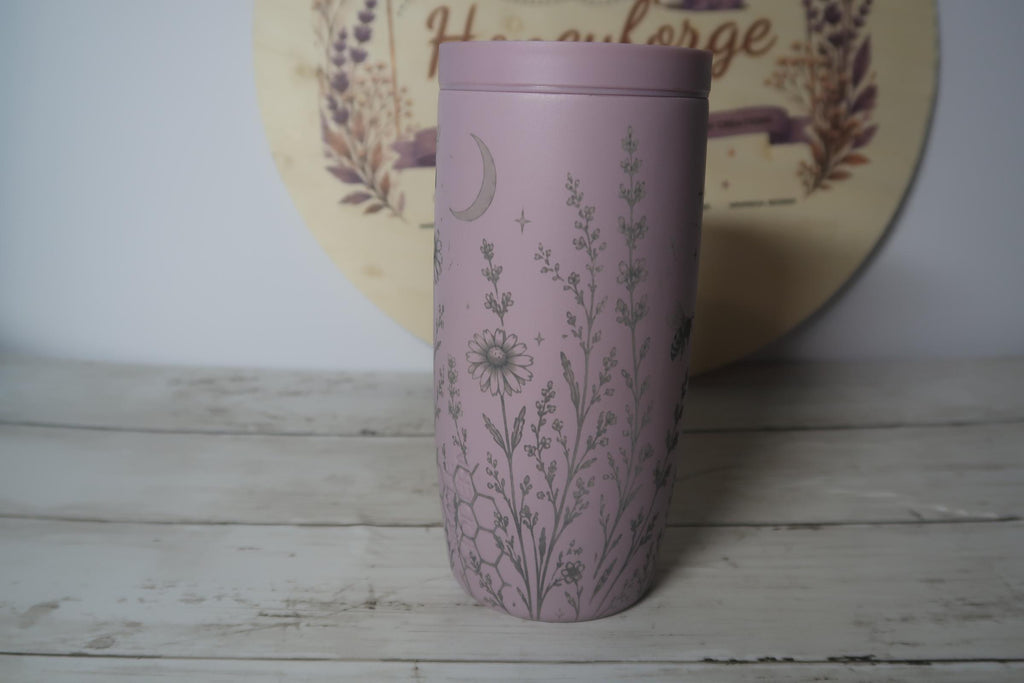 Laser Engraved Bee Garden Tumbler | 16oz Stainless Steel Travel Mug