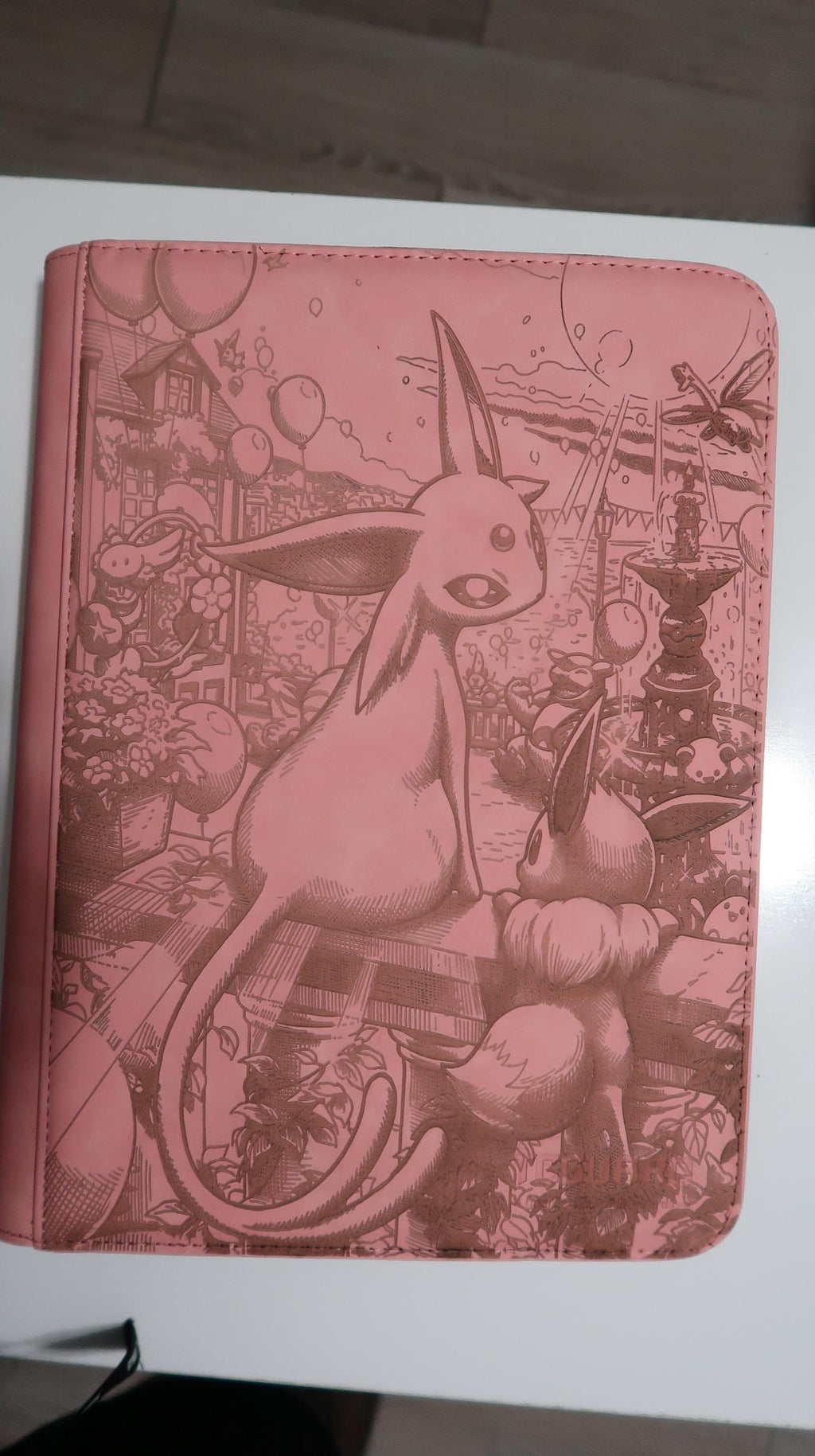 Laser Engraved Espeon Inspired Trading Card Binder | Pink Eeveelution TCG Album | Collector Gift