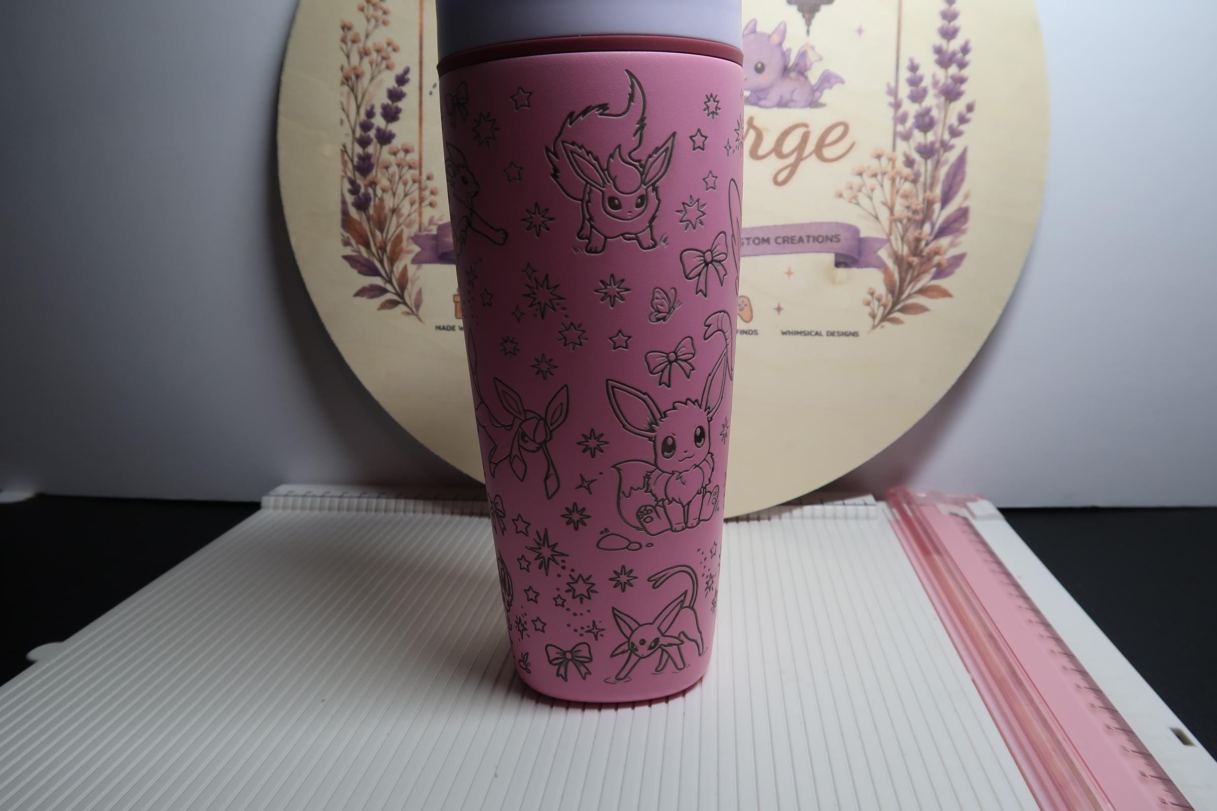 Sylveon Inspired Laser Engraved 20 oz Stainless Steel Tumbler