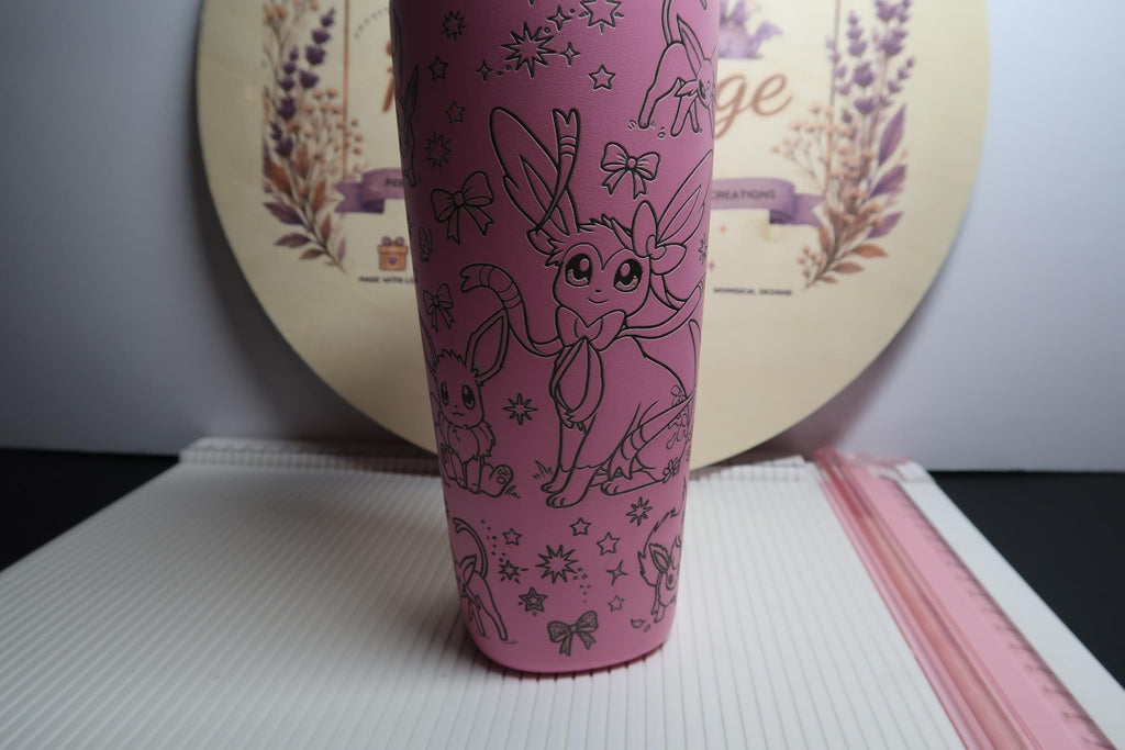 Sylveon Inspired Laser Engraved 20 oz Stainless Steel Tumbler