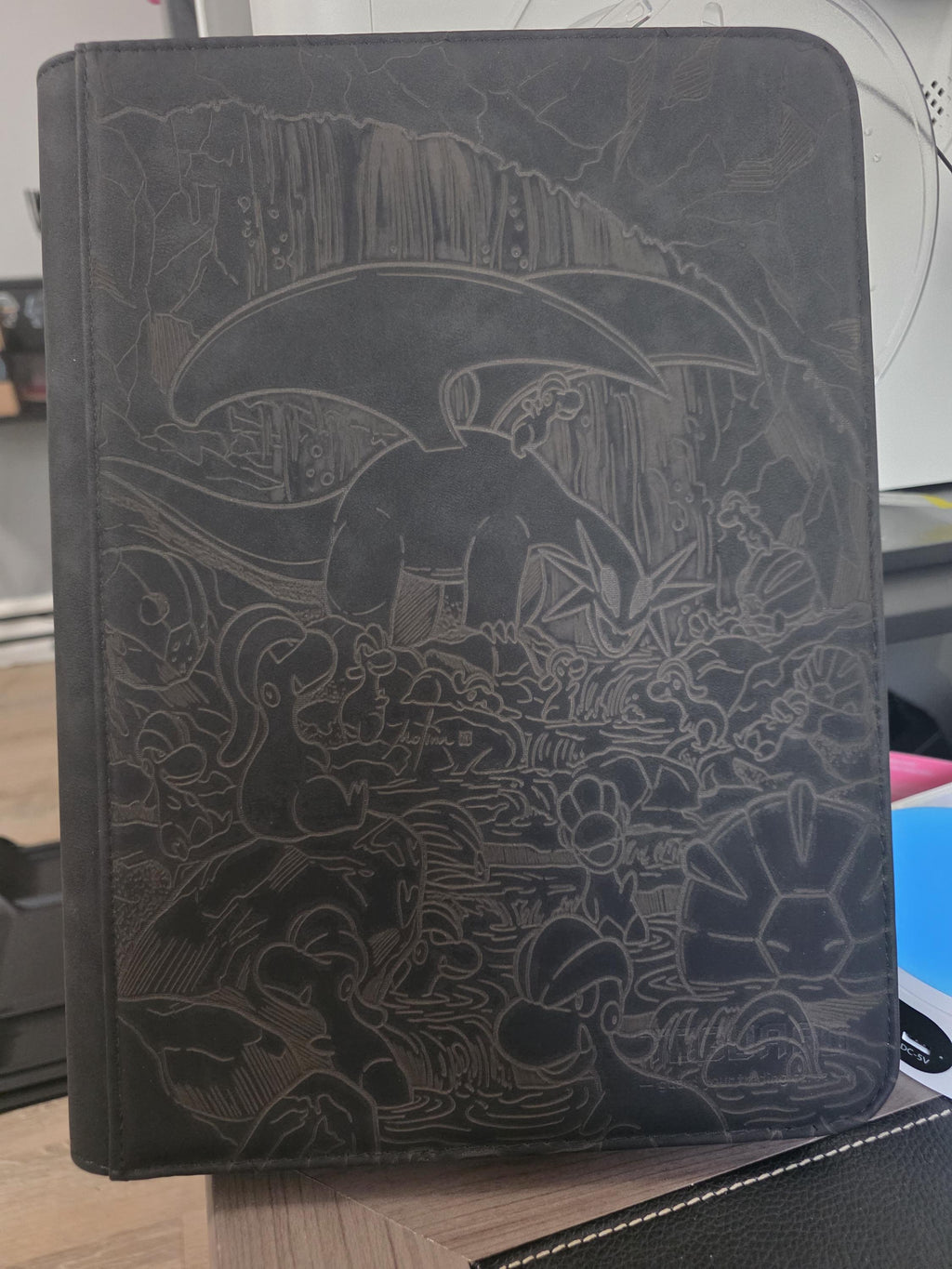 Laser Engraved Salamence Inspired Trading Card Binder | Black 9 Pocket TCG Guard Album