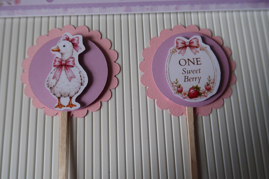 Goose Birthday Cupcake Toppers | One Sweet Berry Party Decorations