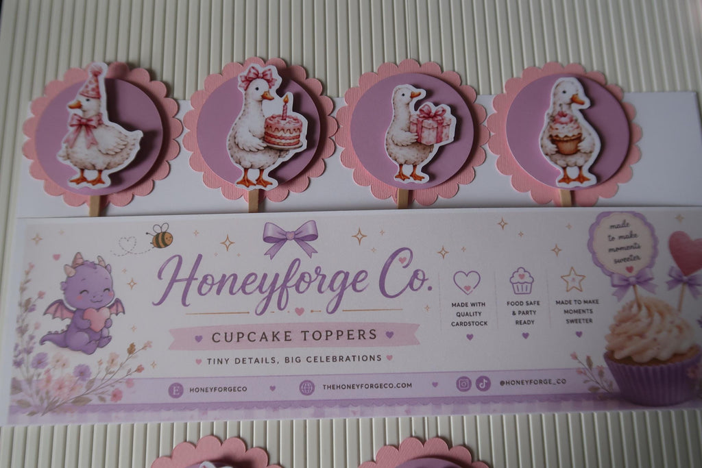 Goose Birthday Cupcake Toppers | One Sweet Berry Party Decorations