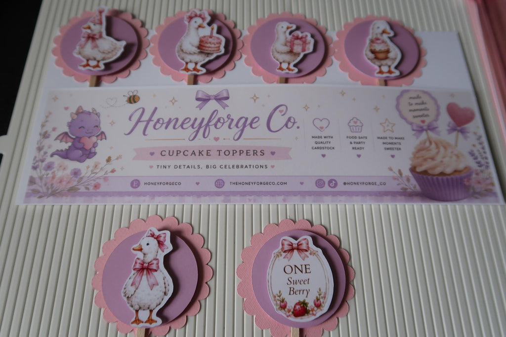 Goose Birthday Cupcake Toppers | One Sweet Berry Party Decorations