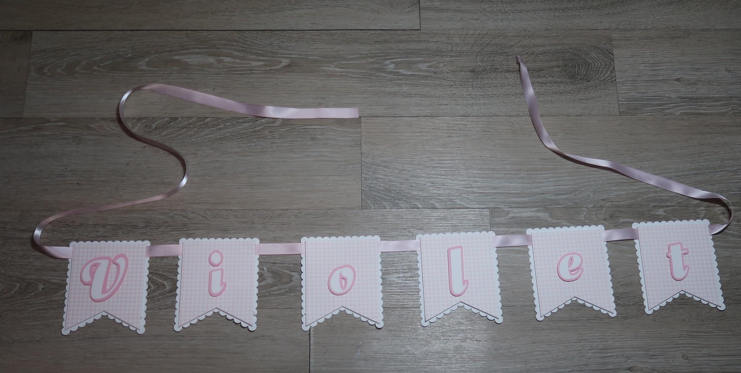 Personalized Goose Pink Gingham Birthday Banner | Baby Girl Party Decorations