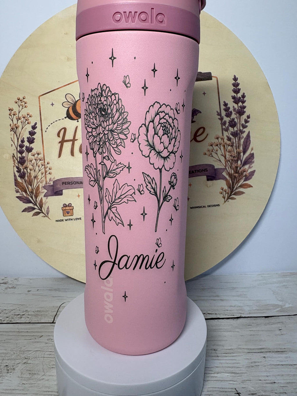 Personalized Birth Flower Owala FreeSip