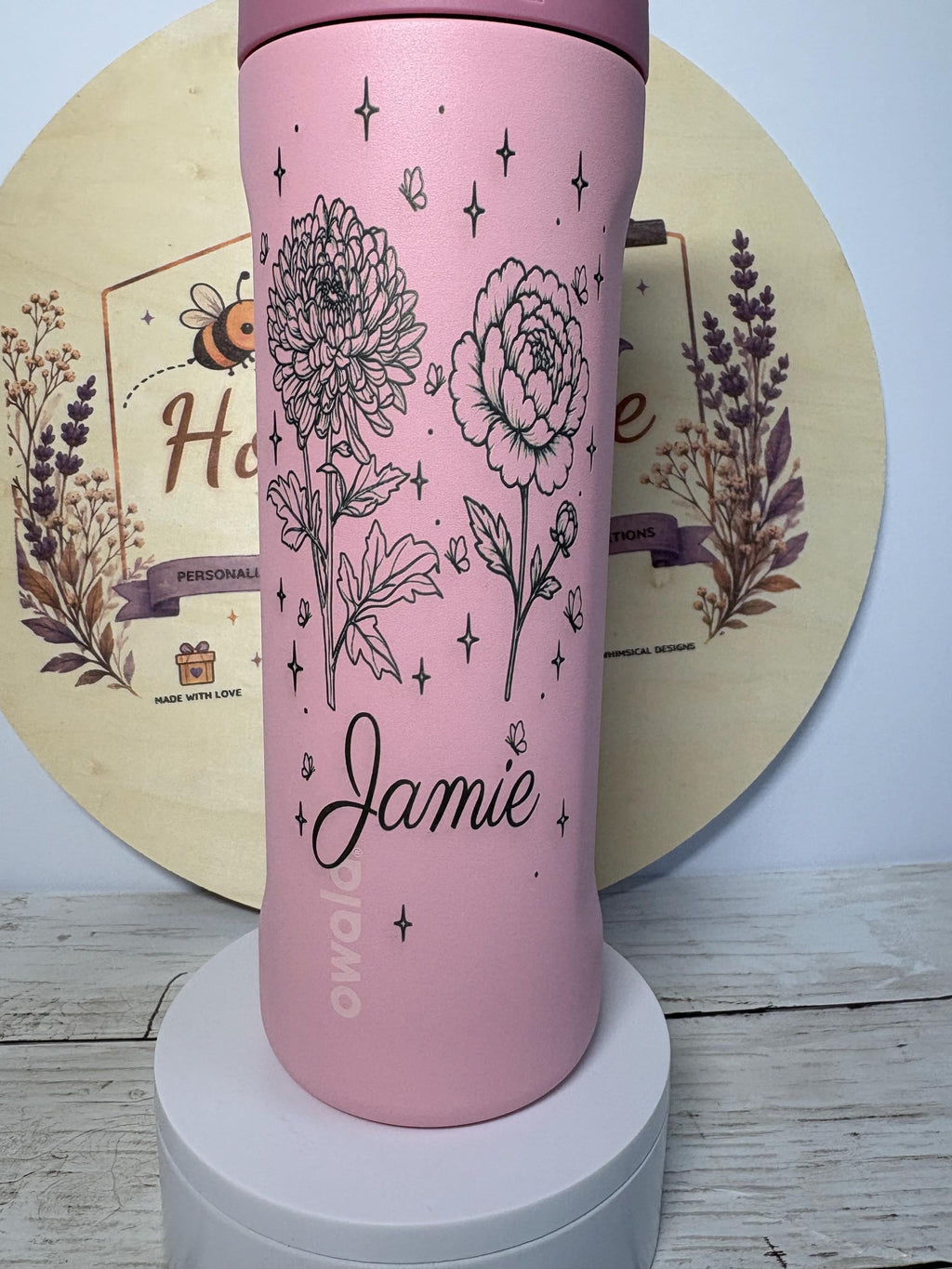 Personalized Birth Flower Owala FreeSip
