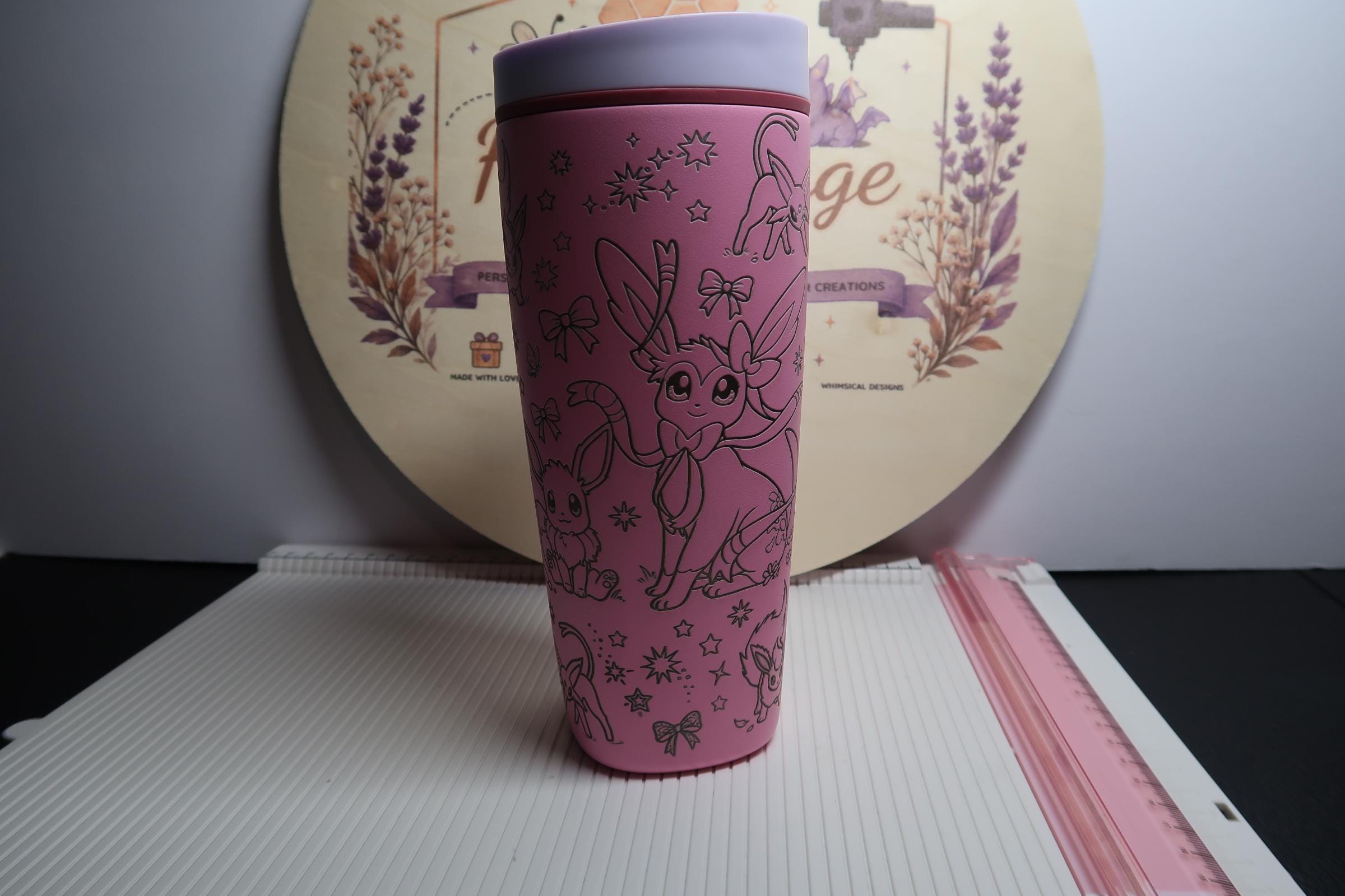Sylveon Inspired Laser Engraved 20 oz Stainless Steel Tumbler
