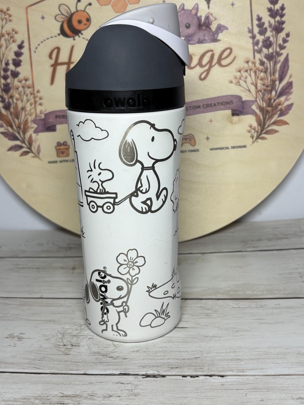 Peanuts Inspired Water Bottle | Laser Engraved Gift | Custom Name