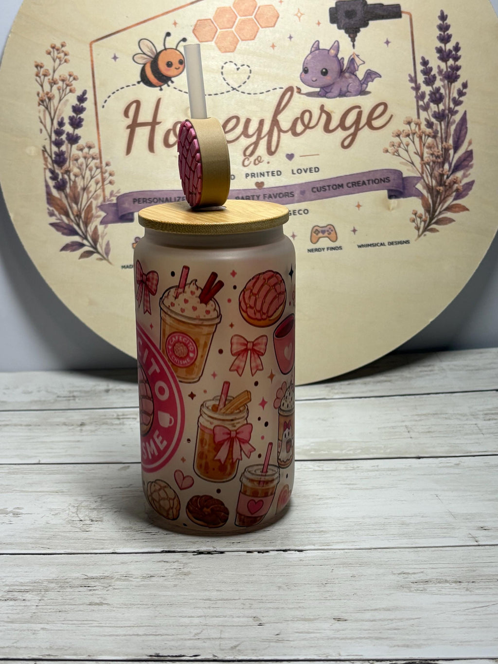 Frosted Glass Can Cup | Cafecito y Chisme Iced Coffee Tumbler (16oz)