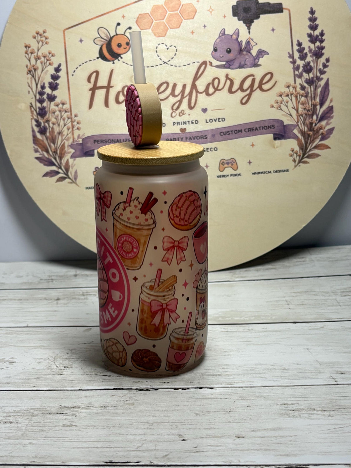 Frosted Glass Can Cup | Cafecito y Chisme Iced Coffee Tumbler (16oz)
