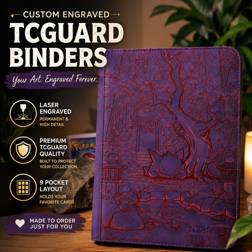 Custom Engraved TCGuard Trading Card 9 Pocket Binder | Personalized Pokémon, Anime, Gaming & Custom Artwork | Laser Engraved Collector Album