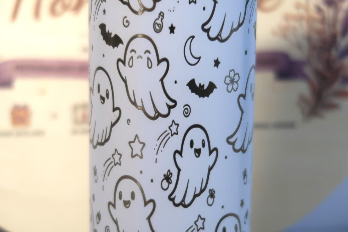 Owala FreeSip 24oz Halloween Ghost Water Bottle | Laser Engraved Stainless Steel Tumbler
