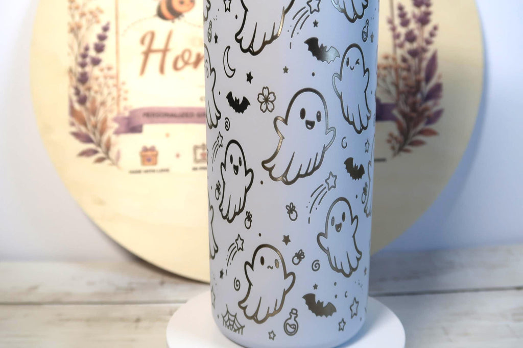 Owala FreeSip 24oz Halloween Ghost Water Bottle | Laser Engraved Stainless Steel Tumbler