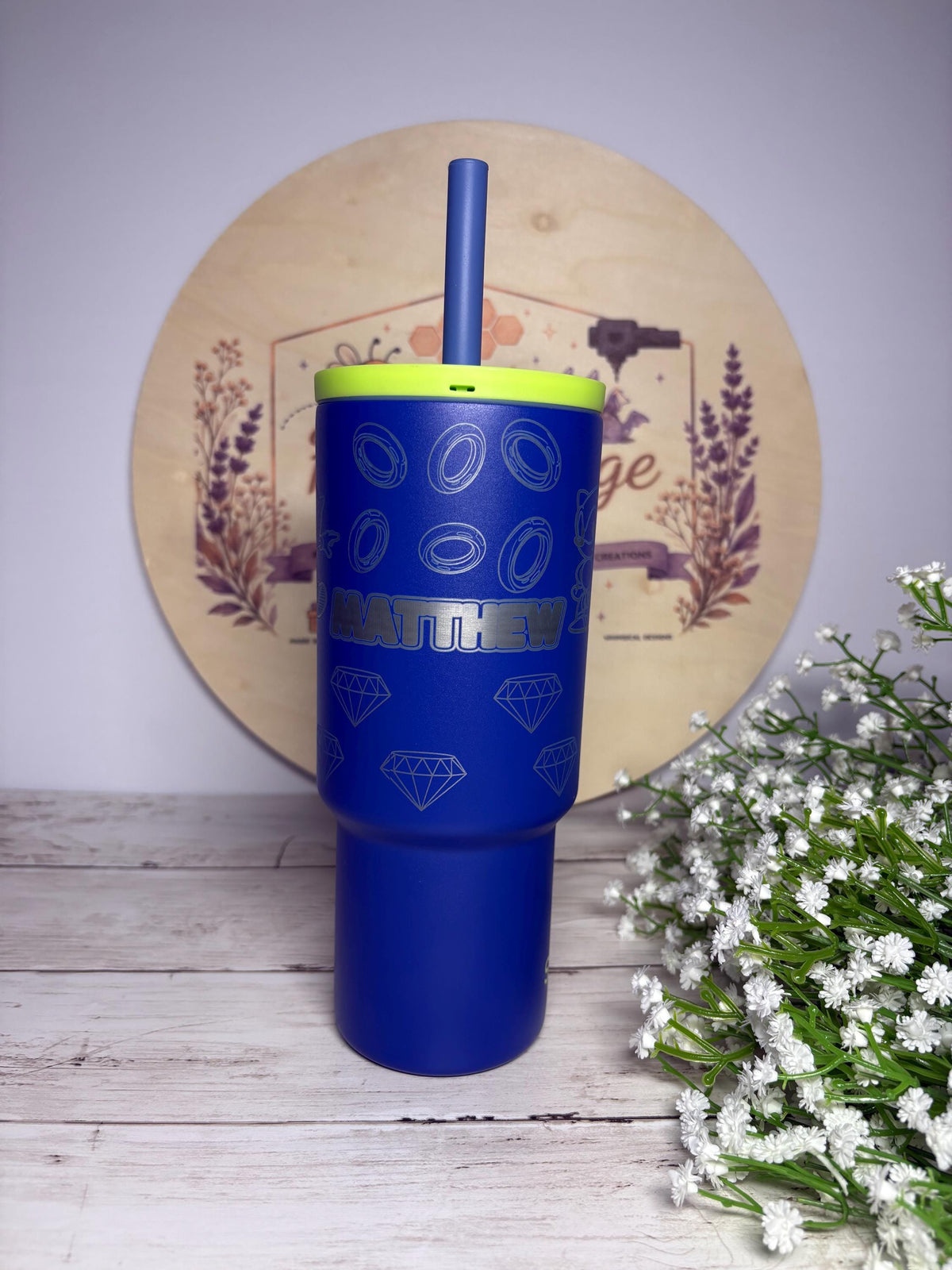 Personalized Sonic Engraved 24 oz Tumbler | Custom Name Laser Engraved Cup