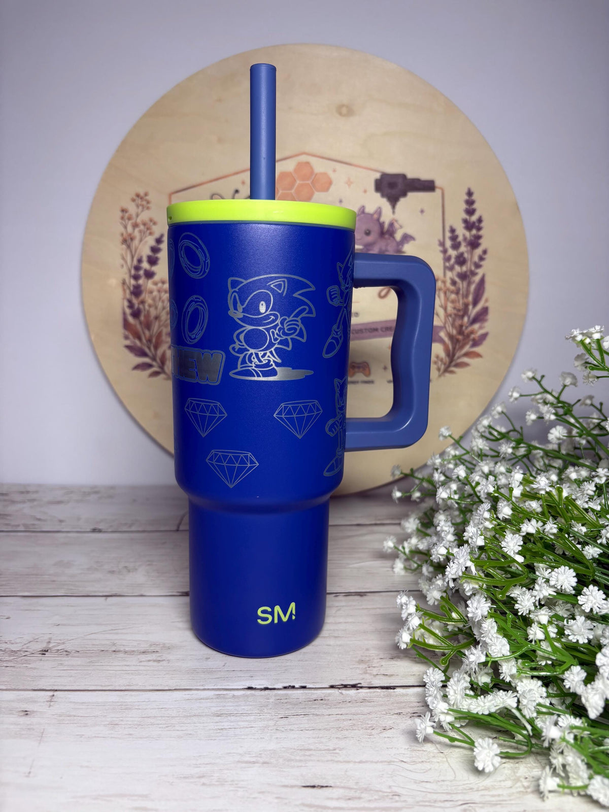 Personalized Sonic Engraved 24 oz Tumbler | Custom Name Laser Engraved Cup