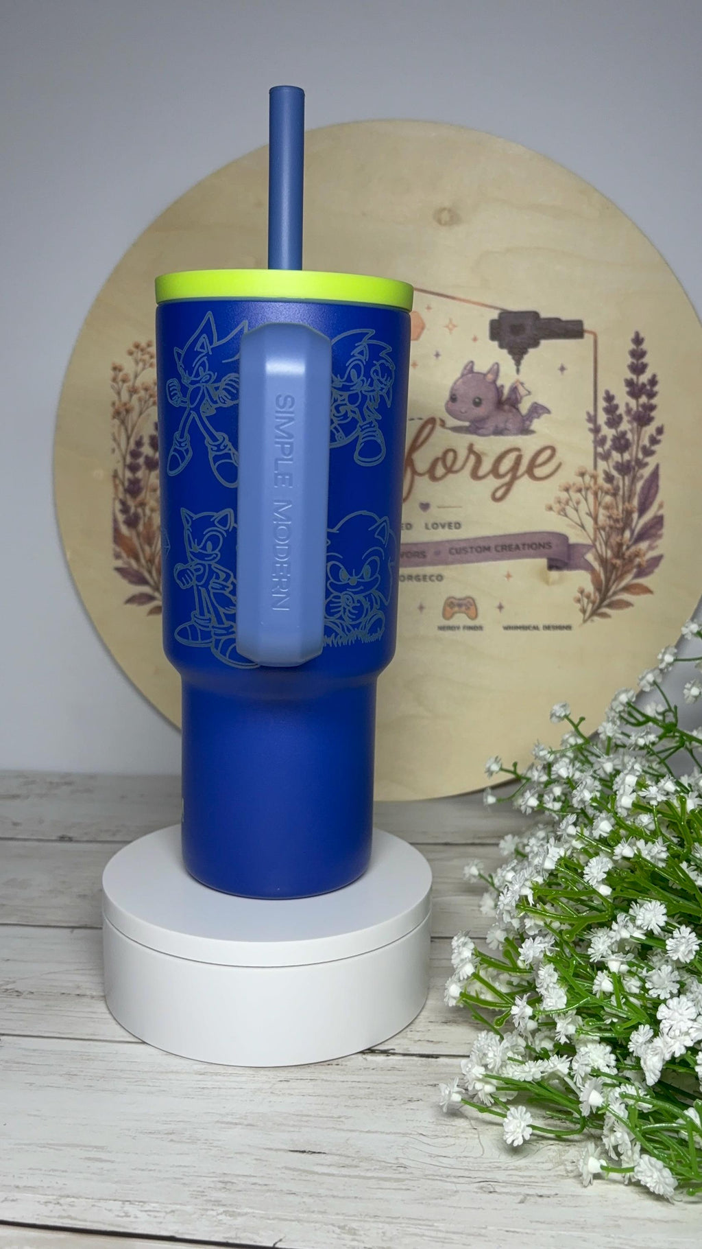 Personalized Sonic Engraved 24 oz Tumbler | Custom Name Laser Engraved Cup