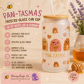 Pan-Tasmas Frosted Glass Can | Ghost Pan Dulce Design, 16oz Iced Coffee Glass (Lid & Straw)