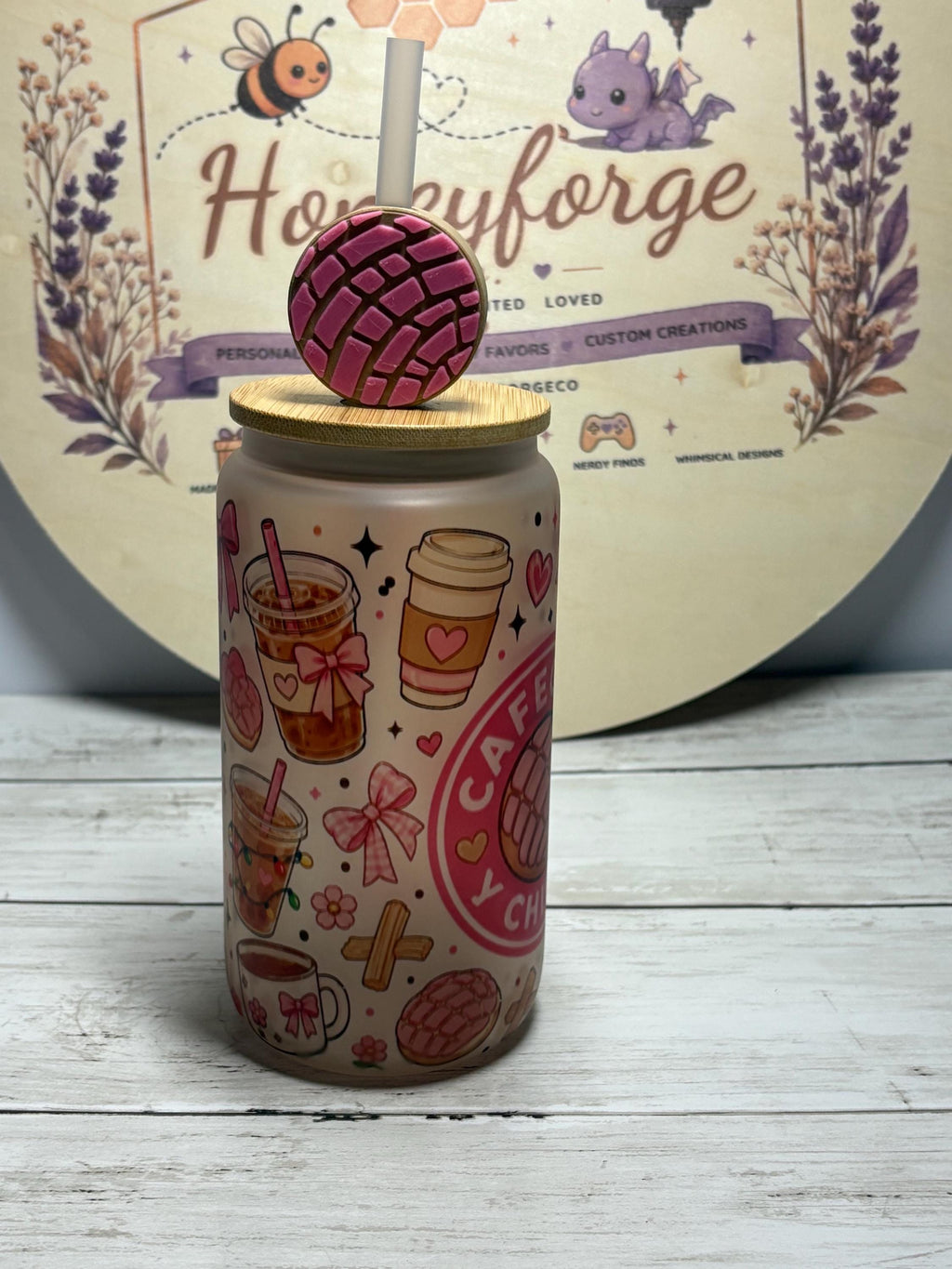 Frosted Glass Can Cup | Cafecito y Chisme Iced Coffee Tumbler (16oz)