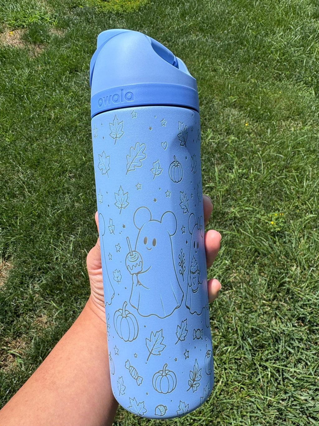 Engraved Owala Tumbler | Ghost Pumpkin Fall Design (24oz/32oz)
